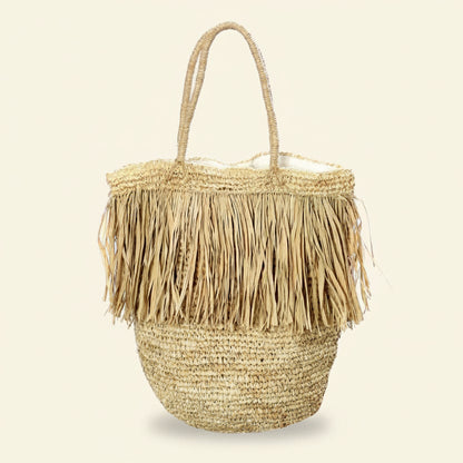 FRINGE RAFFIA TOTE