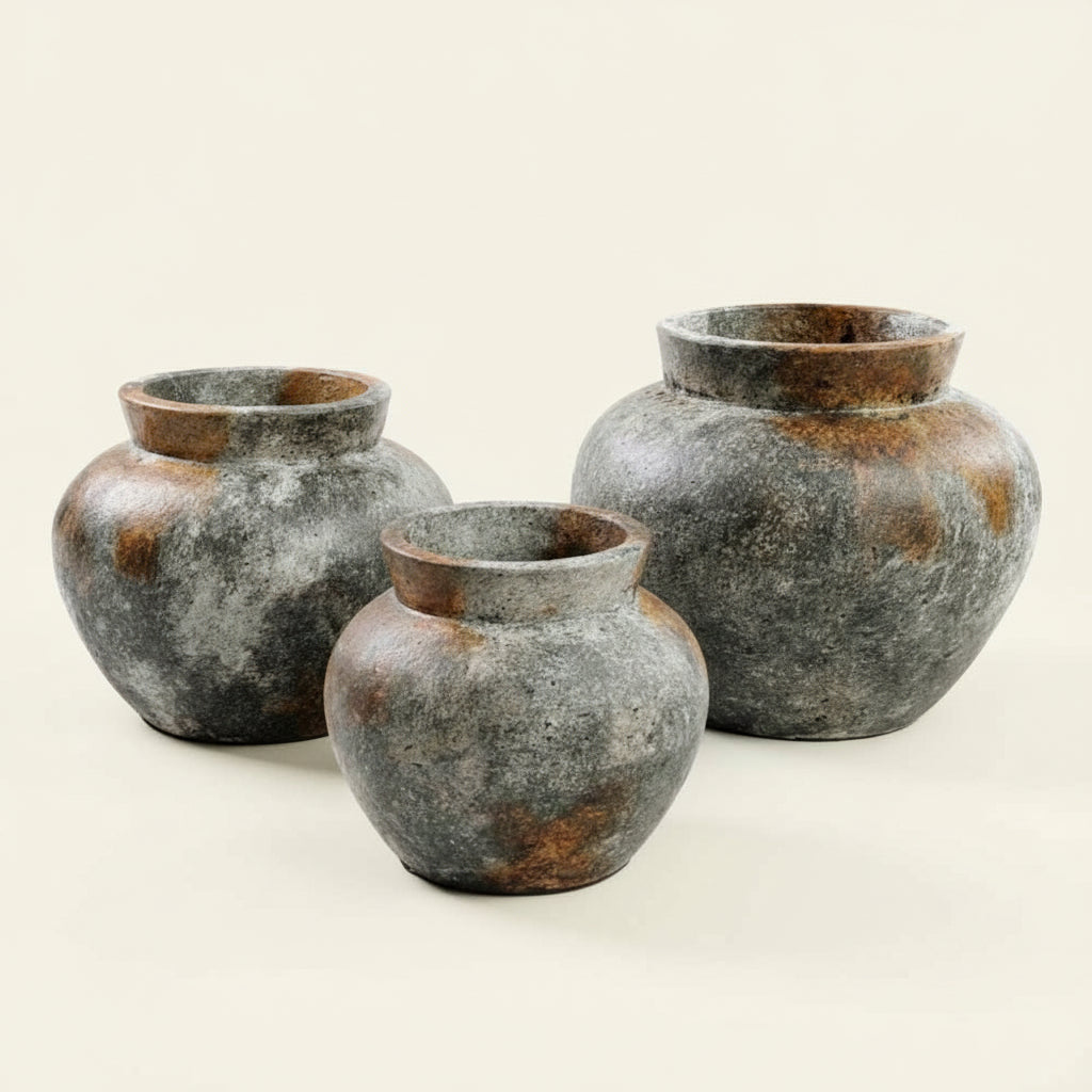 FUNKY TERRACOTTA VASE | ANTIQUE GREY | 3 SIZES