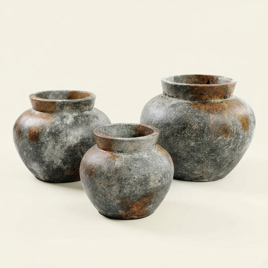 FUNKY TERRACOTTA VASE | ANTIQUE GREY | 3 SIZES