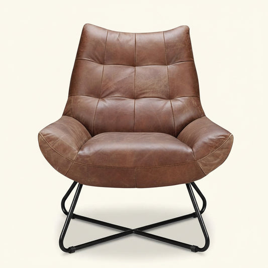 GRADUATE LOUNGE CHAIR: VINTAGE BROWN LEATHER