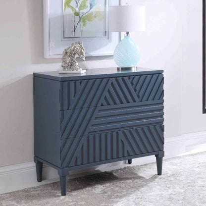 GROOVY GEOMETRIC STRIPES CHEST: AEGEAN BLUE
