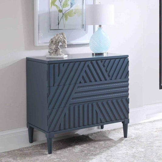 GROOVY GEOMETRIC STRIPES CHEST: AEGEAN BLUE