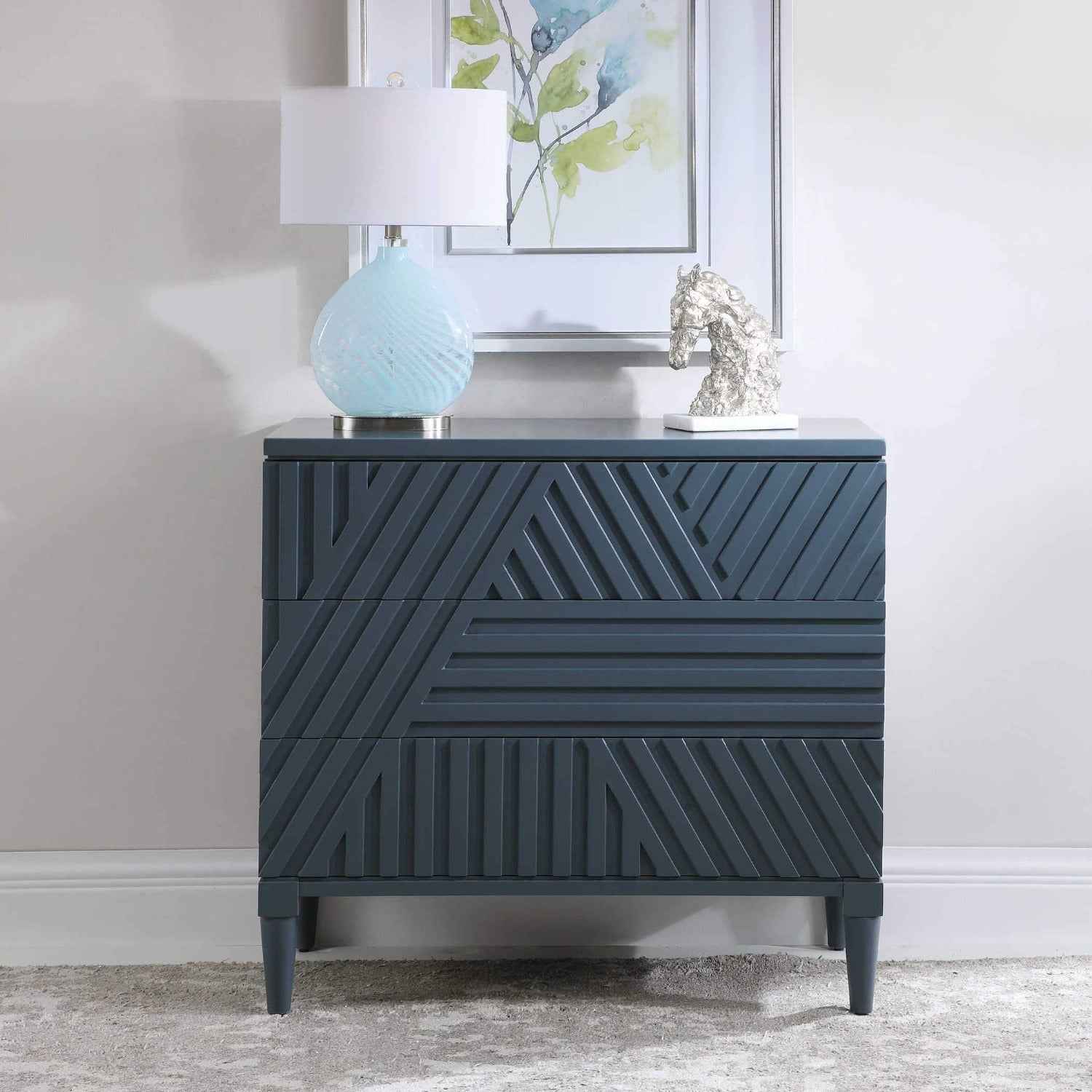GROOVY GEOMETRIC STRIPES CHEST: AEGEAN BLUE