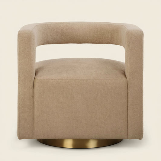 GROUNDED SWIVEL CHAIR: TOAST BOUCLE