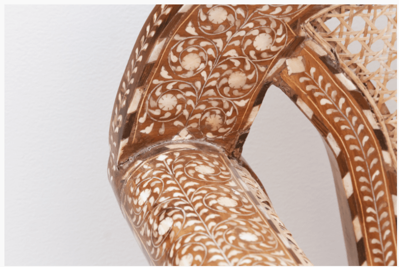 Handmade Anglo - Indian Bone Inlay Settee Bench - Cane Back and Seat Settee - Bone Inlay Furnitures