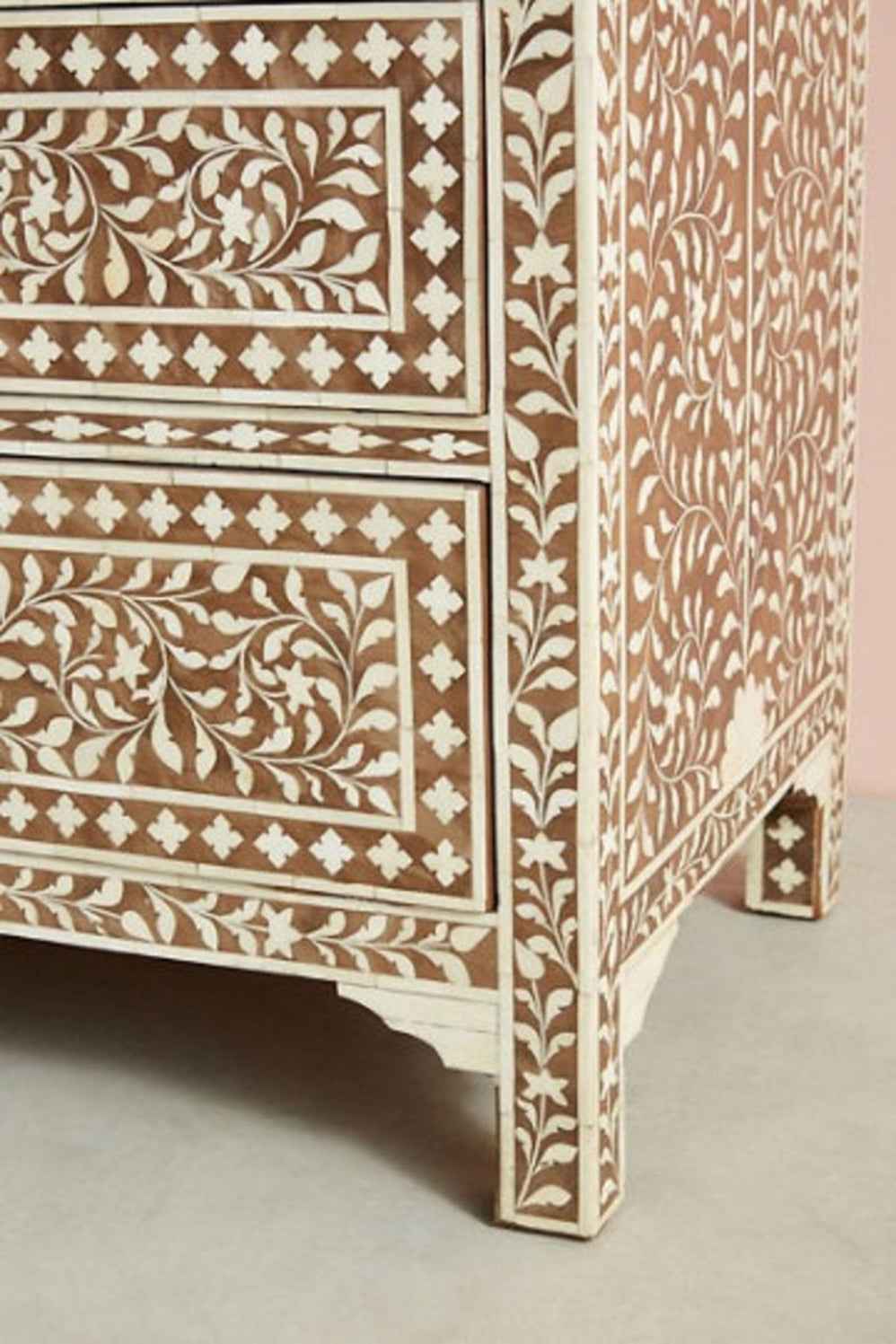 Handmade Bone Inlay Chest of Seven Drawers | Entryway Storage Table
