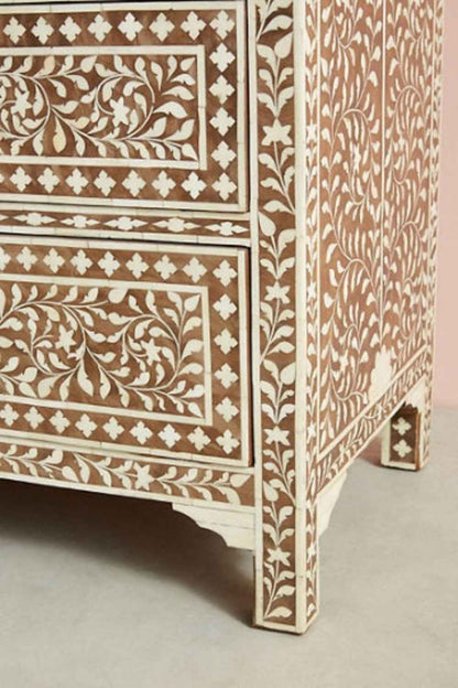 Handmade Bone Inlay Chest of Seven Drawers | Entryway Storage Table