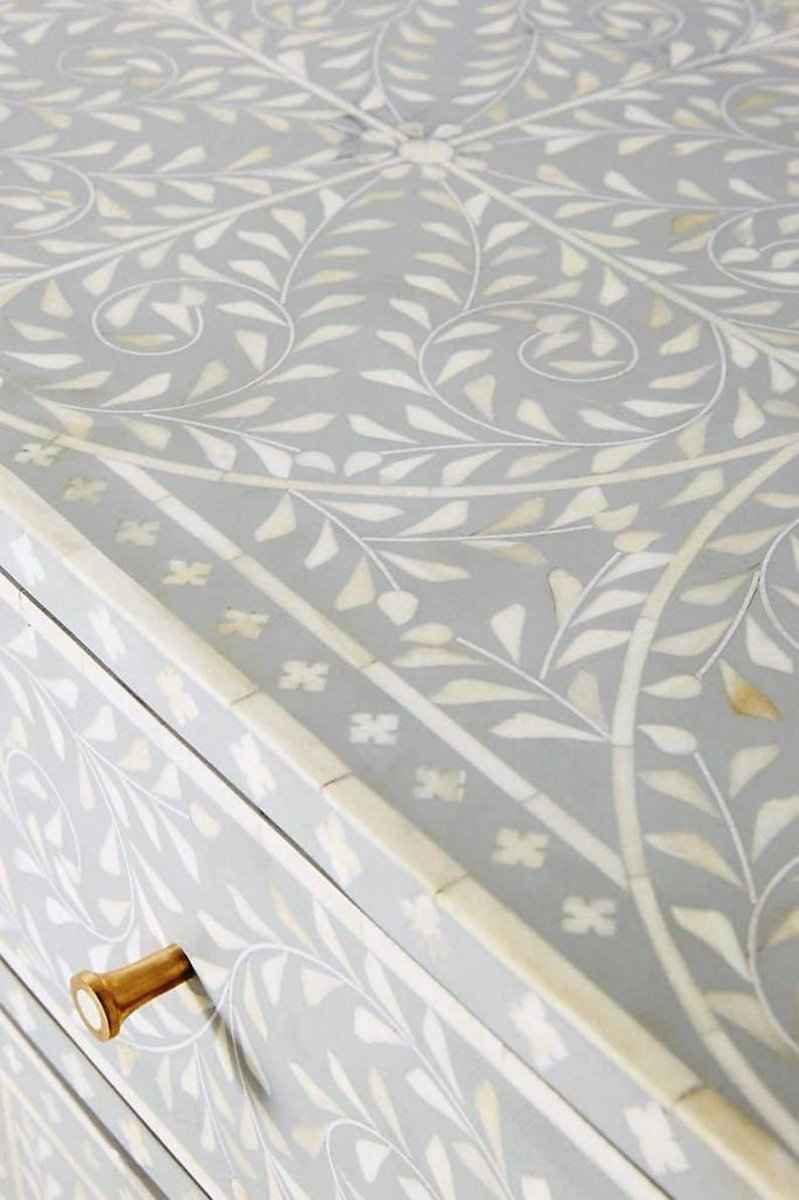 Handmade Floral Inlay Grey Sideboard Four Door And Two Drawer Buffet