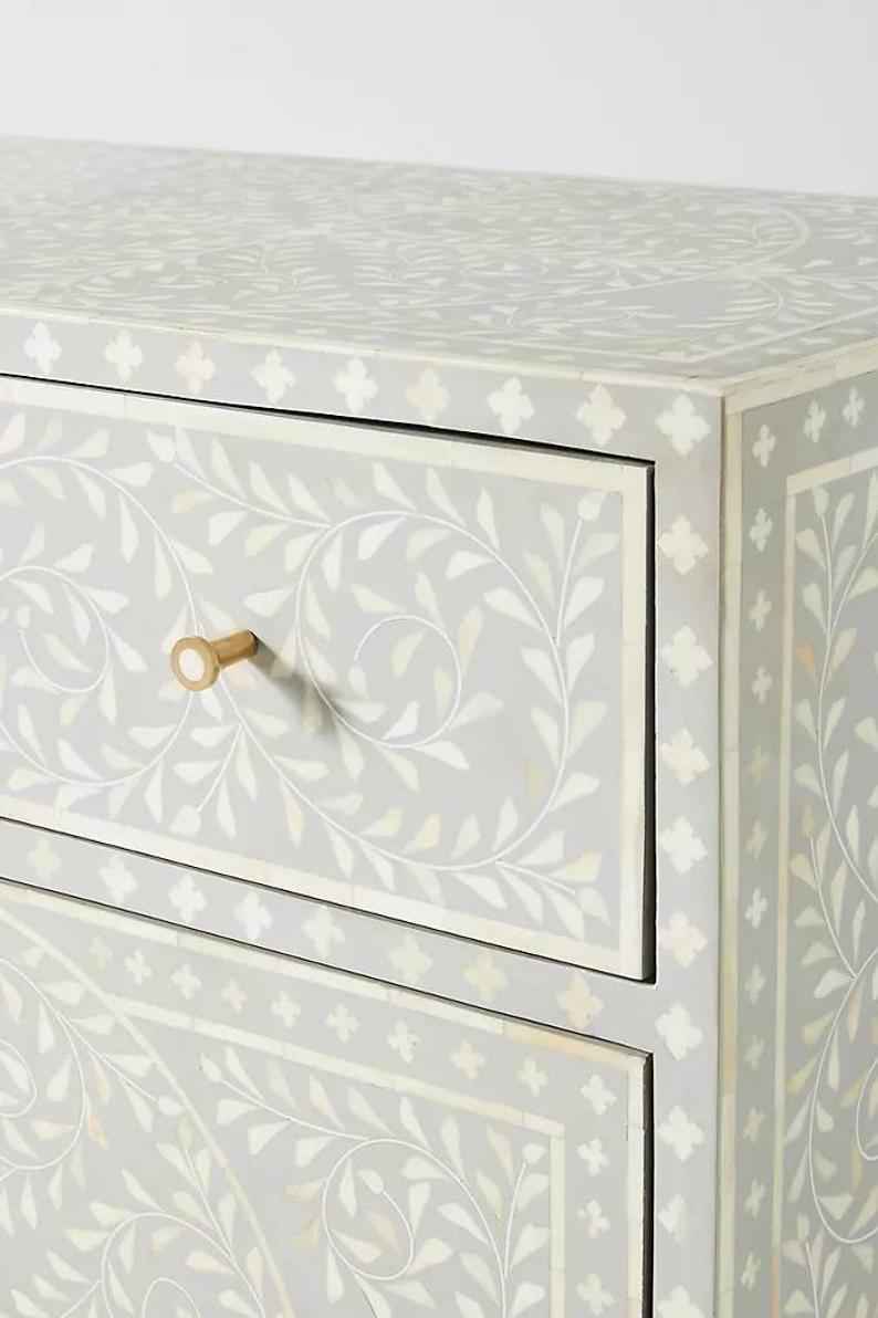 Handmade Floral Inlay Grey Sideboard Four Door And Two Drawer Buffet