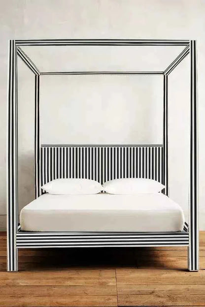 Waterfall Design Bone Inlay Canopy Bed