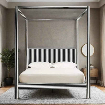 Waterfall Design Bone Inlay Canopy Bed