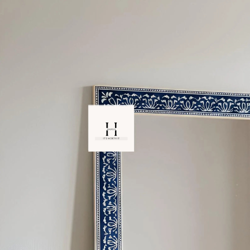 Bone Inlay Mirror Frame Handmade Decor Floral Design Wood Frame Entryway, Hallway, Living Room, Closet Mirror-hansa handicraft