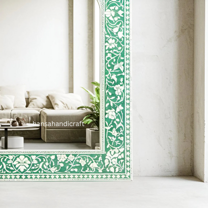 Mugal Inspired Jharokha Mirror / Rectangle Bone Inlay Mirror / Floral Pattern Handcrafted Mirror / Decorative Wall Mirror Inlay Design -Hansa handicft - Hansa Handicraft