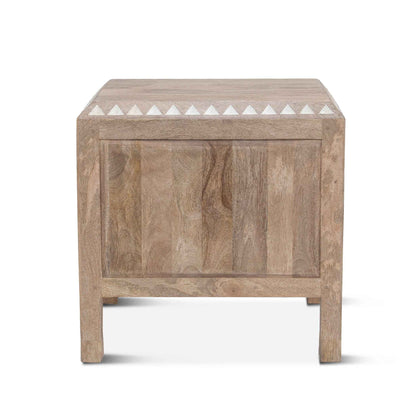 HAVELI GEOMETRIC MOTIF CARVED WOOD NIGHTSTAND