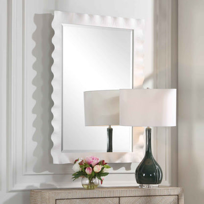 HAYA WHITE SCALLOPED MIRROR