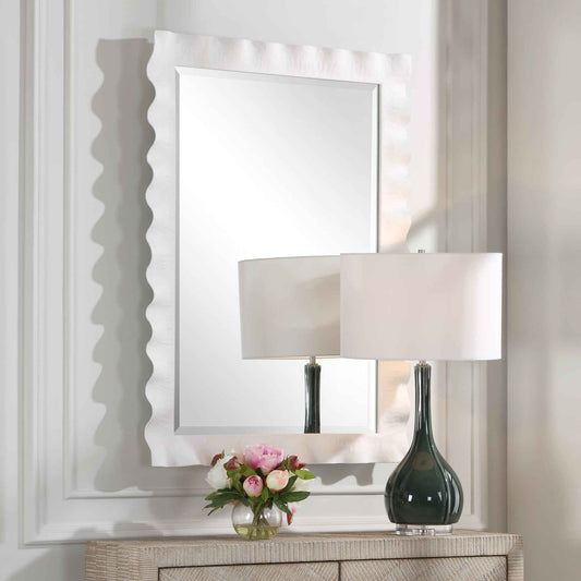 HAYA WHITE SCALLOPED MIRROR