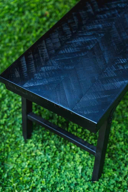 HERRINGBONE TEAK BENCH | BLACK | 2 SIZES