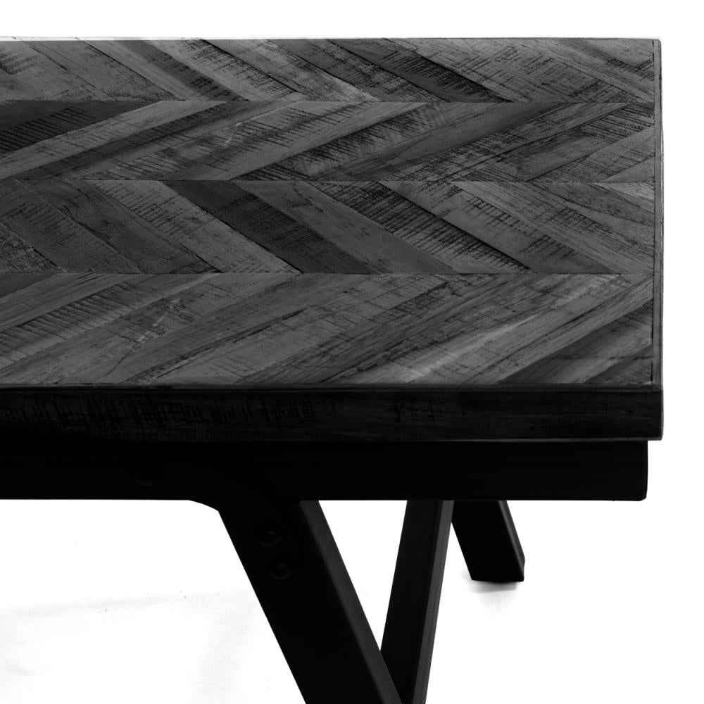 HERRINGBONE TEAK BENCH | BLACK | 2 SIZES