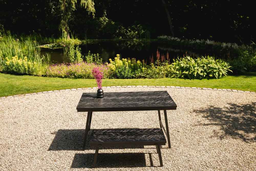 HERRINGBONE TEAK BENCH | BLACK | 2 SIZES