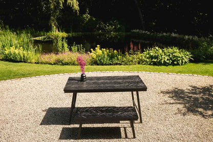 HERRINGBONE TEAK BENCH | BLACK | 2 SIZES