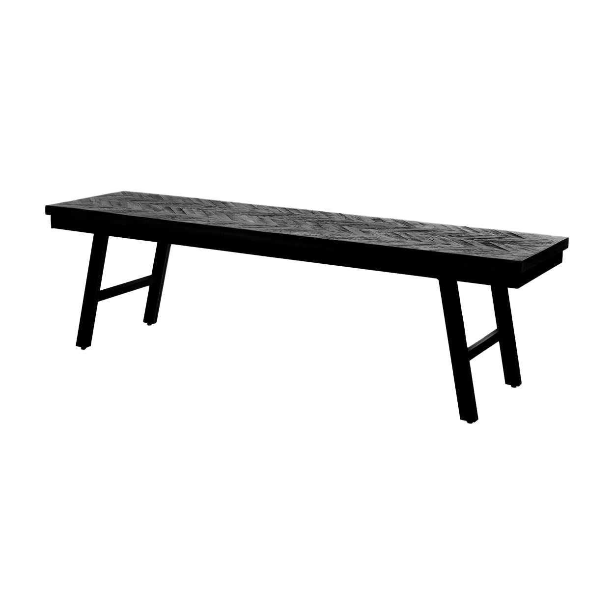 HERRINGBONE TEAK BENCH | BLACK | 2 SIZES - Green Design Gallery