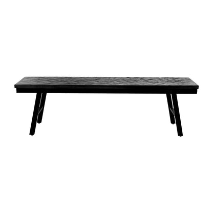 HERRINGBONE TEAK BENCH | BLACK | 2 SIZES - Green Design Gallery
