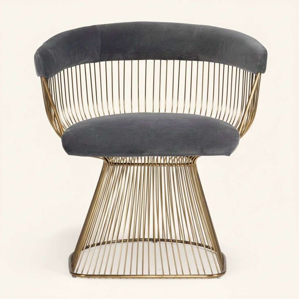ICON DINING CHAIR: GOLD + GREY VELVET
