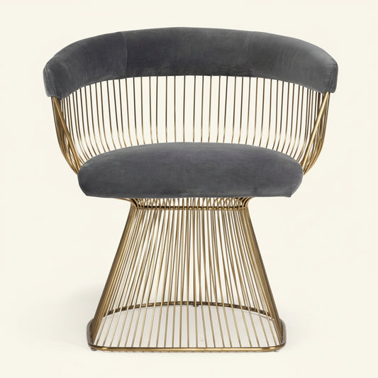 ICON DINING CHAIR: GOLD + GREY VELVET