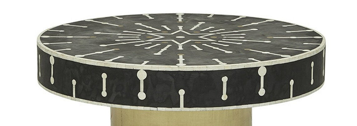 Bone Inlay Round Coffee Table for Home Spot Centre Table by Hansa Handicraft