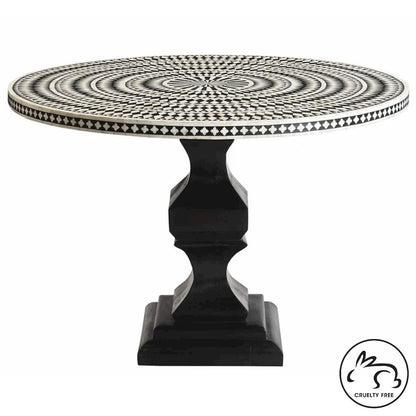 Bone Inlay Black Diamond Round Dining Table- Hansa Handicraft