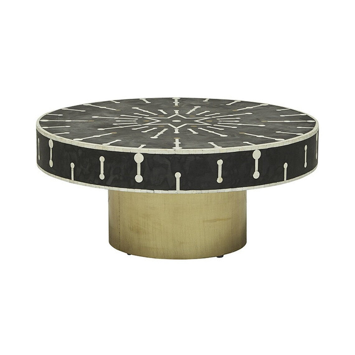 Bone Inlay Round Coffee Table for Home Spot Centre Table by Hansa Handicraft