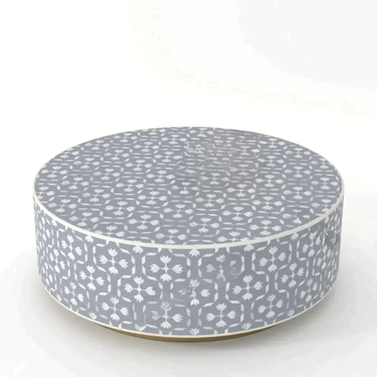 Bone Inlay Round Coffee Table for Home Centre Table Moroccan Floral Pattern by Hansa Handicraft