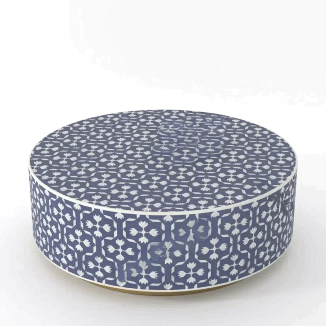 Bone Inlay Round Coffee Table for Home Centre Table Moroccan Floral Pattern by Hansa Handicraft