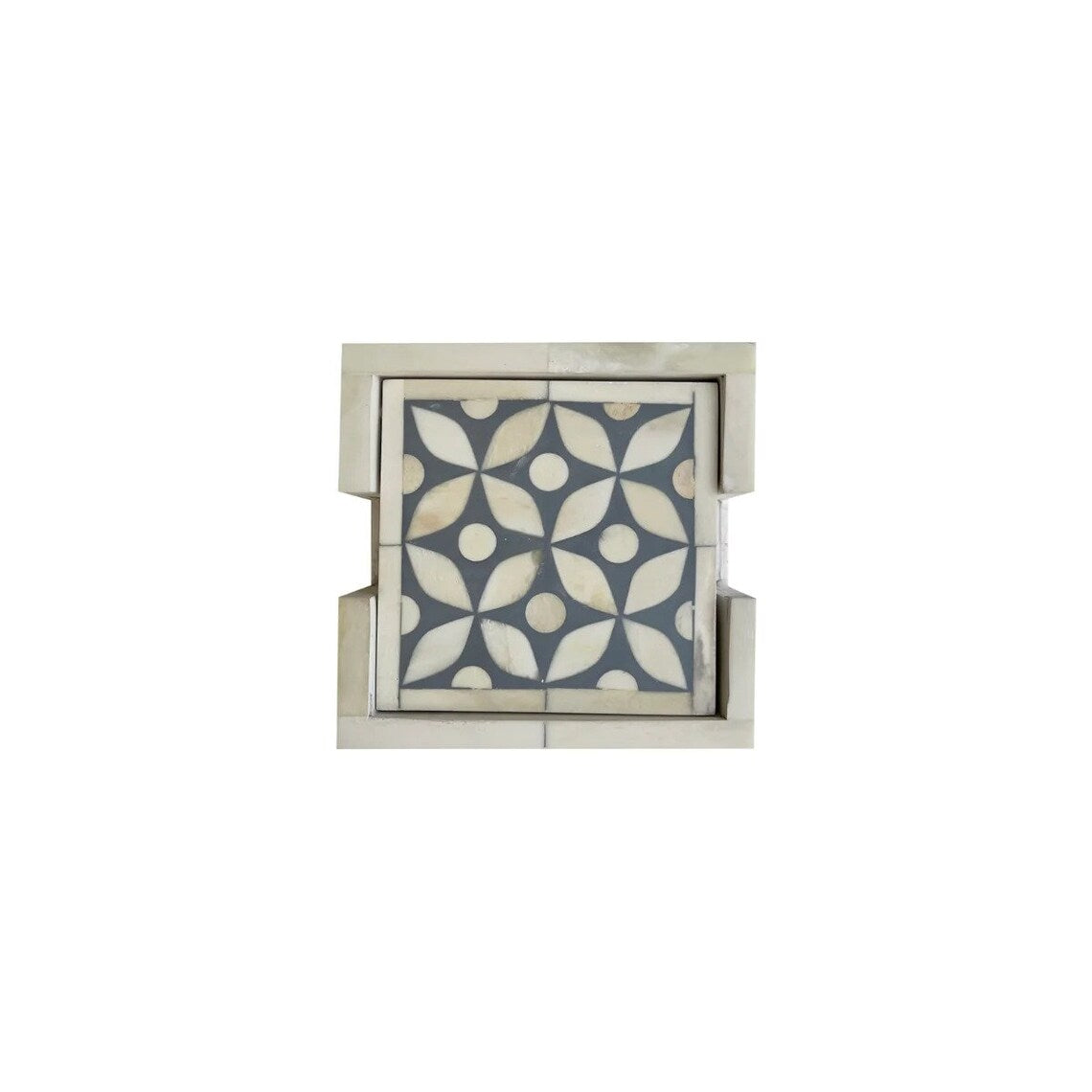 Bone Inlay Coaster set of 4 with holder Home decor