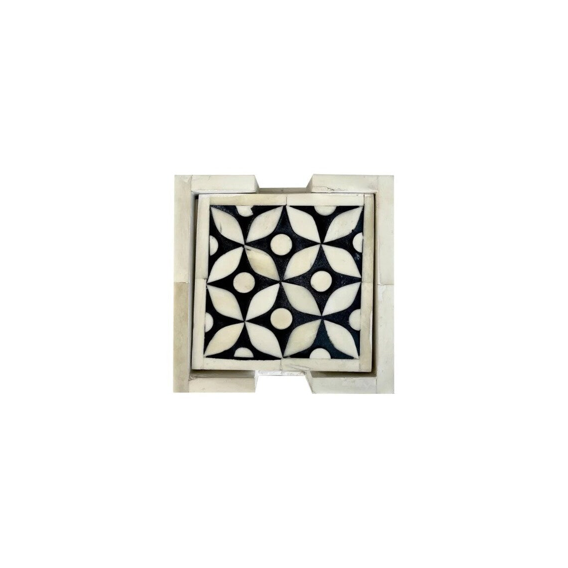 Bone Inlay Coaster set of 4 with holder Home decor