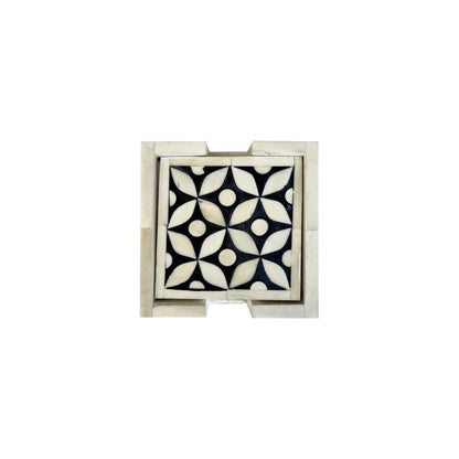 Bone Inlay Coaster set of 4 with holder Home decor