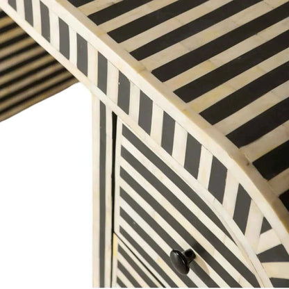 Bone Inlay 3 Drawers Waterfall Desk Black