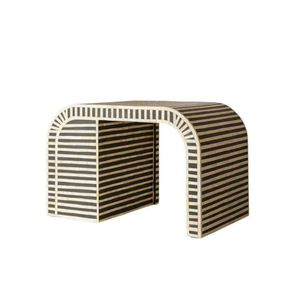 Bone Inlay 3 Drawers Waterfall Desk Black