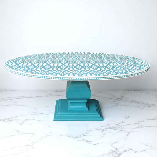 Handmade Bone Inlay Dining Table – Floral Pattern Wood Table by Hana Exports