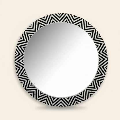 Handmade Bone Inlay Mirror Frame | Modern Pattern Wood Frame by Hana Exports