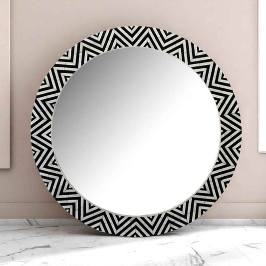Handmade Bone Inlay Mirror Frame | Modern Pattern Wood Frame by Hana Exports