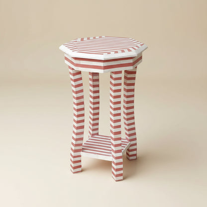 Handmade Bone Inlay Side Table - Camel Bone & Resin End Table by HANA EXPORTS