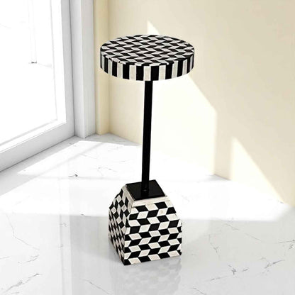 Handmade Bone Inlay Wooden Side Table – Camel Bone & Resin End Table by HANA EXPORTS