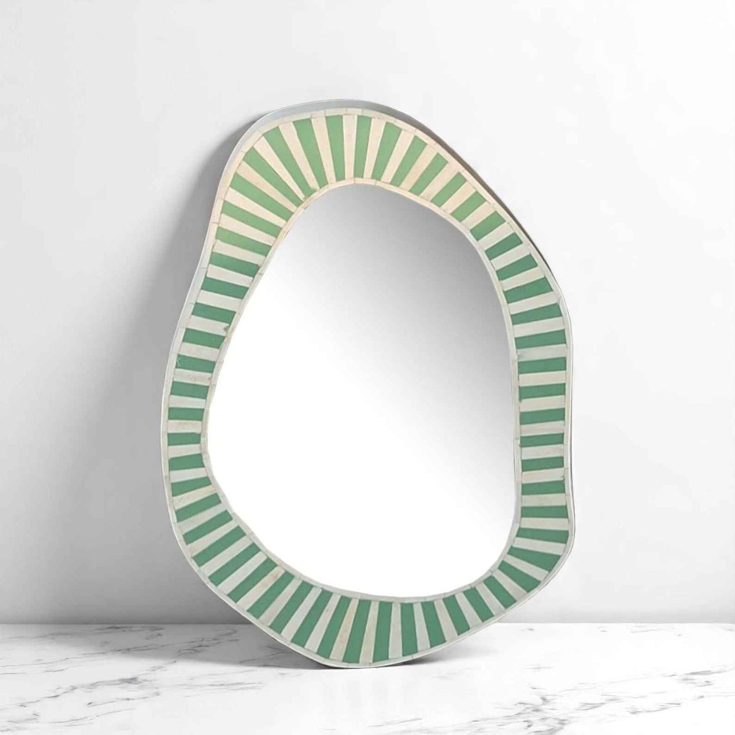 Handmade Bone Inlay Modern Mirror Frame | Camel Bone & Resin Wall Decor by HANA EXPORTS