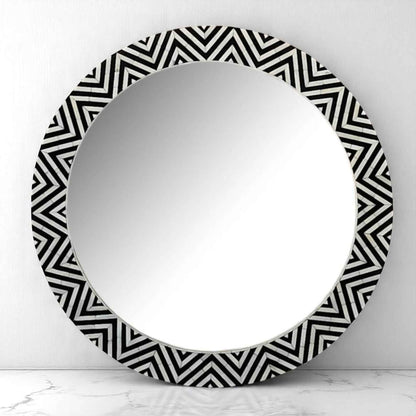 Handmade Bone Inlay Mirror Frame | Modern Pattern Wood Frame by Hana Exports