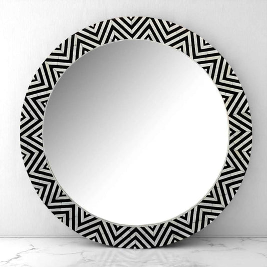 Handmade Bone Inlay Mirror Frame | Modern Pattern Wood Frame by Hana Exports