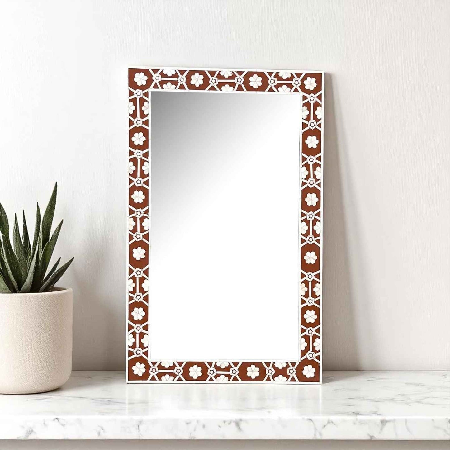 Handmade Bone Inlay Mirror Frame – Camel Bone & Resin Wall Décor by HANA EXPORTS