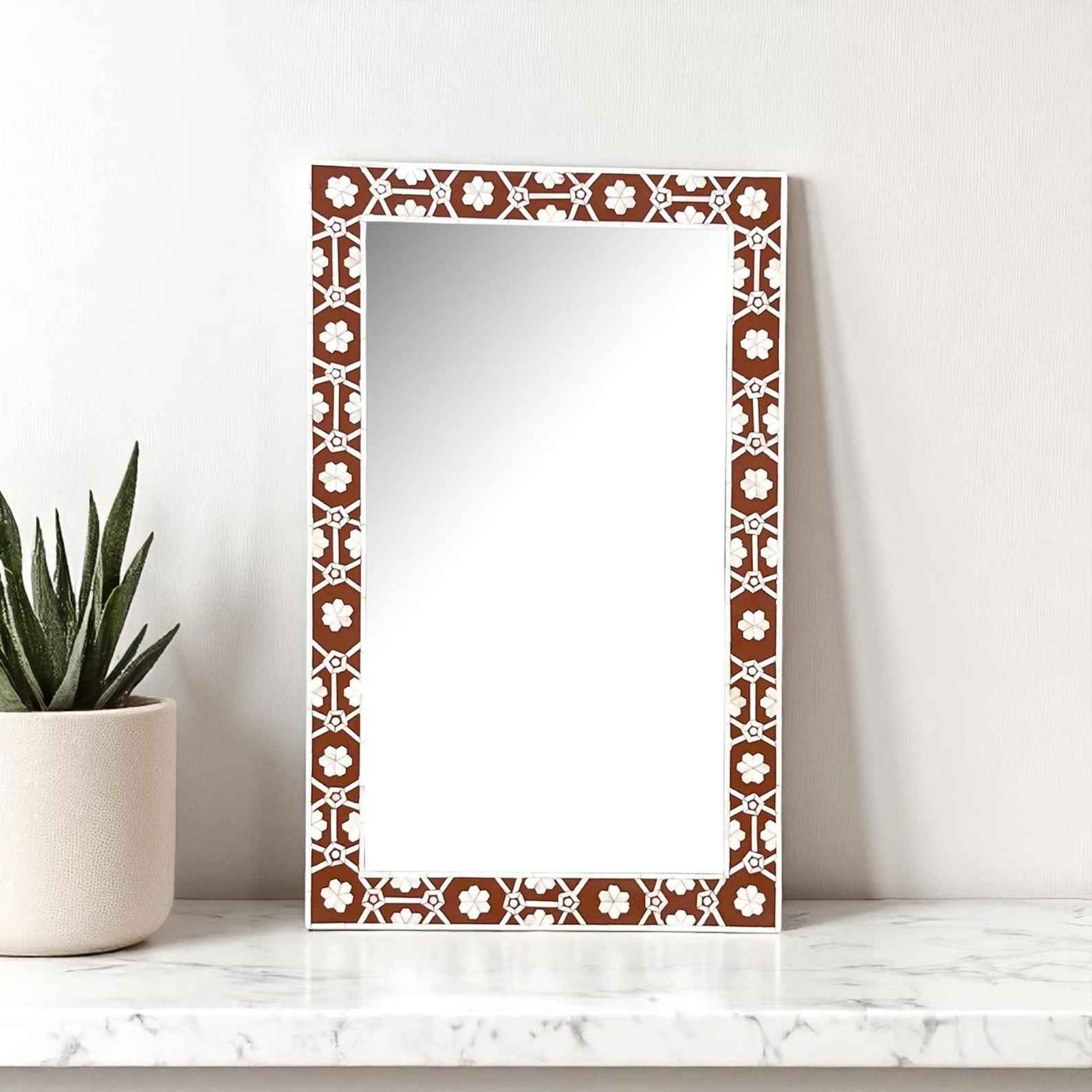 Handmade Bone Inlay Mirror Frame – Camel Bone & Resin Wall Décor by HANA EXPORTS