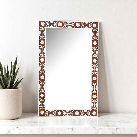 Handmade Bone Inlay Mirror Frame – Camel Bone & Resin Wall Décor by HANA EXPORTS