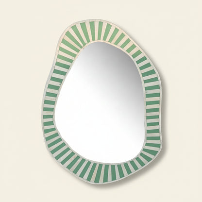 Handmade Bone Inlay Modern Mirror Frame | Camel Bone & Resin Wall Decor by HANA EXPORTS